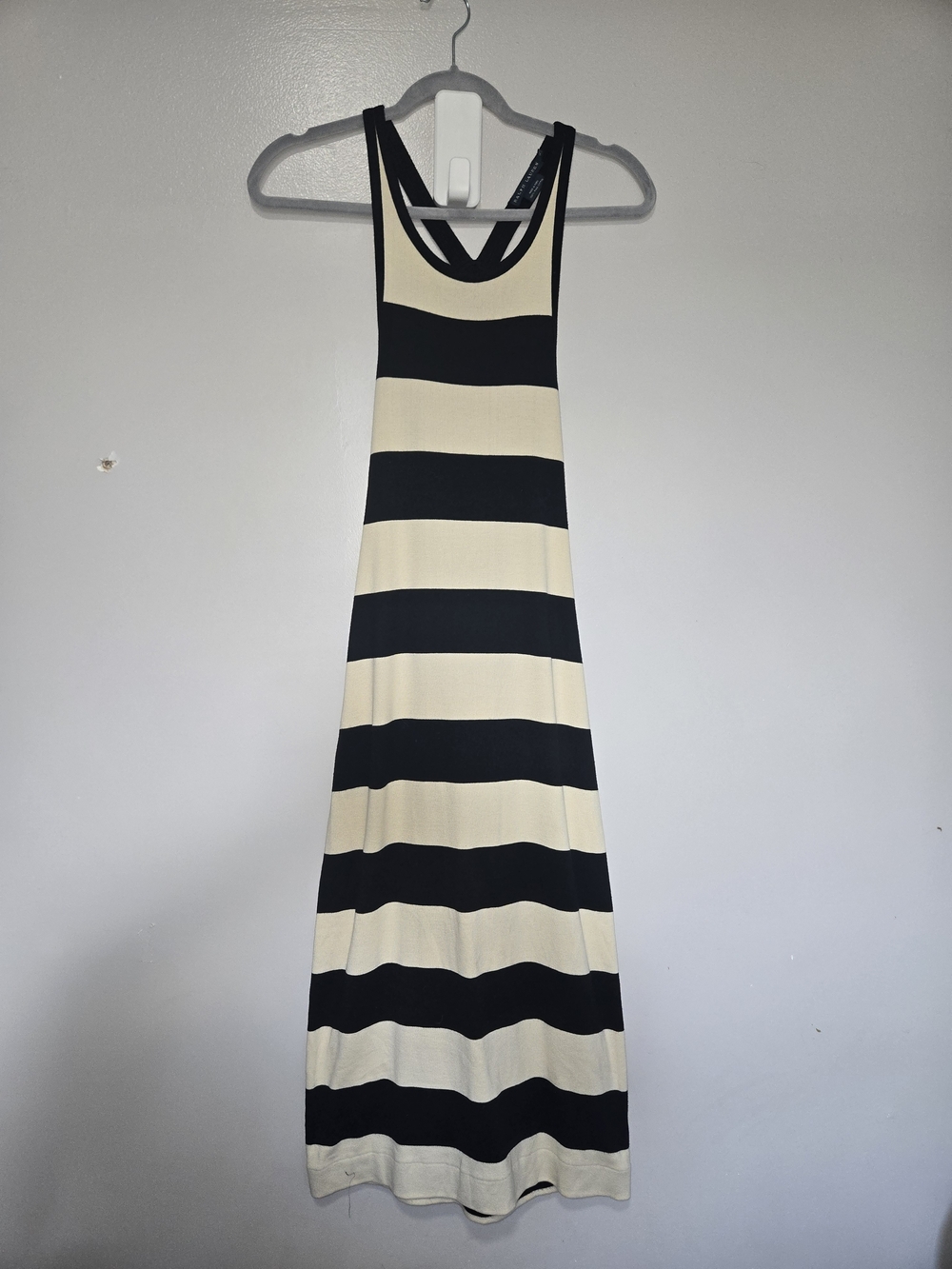 Ralph Lauren Cotton Black and Cream Striped Racerback Maxi Dress